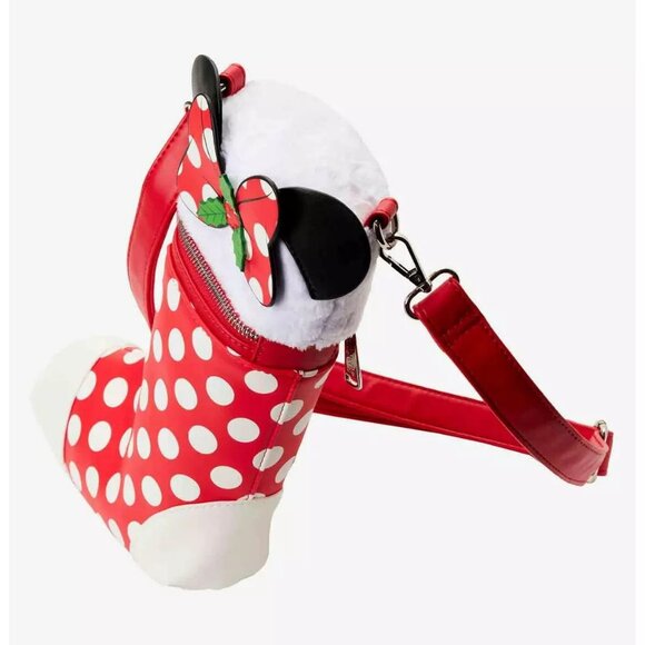 Loungefly Disney Minnie Mouse Holiday Stocking Crossbody Bag NWT - Picture 4 of 4